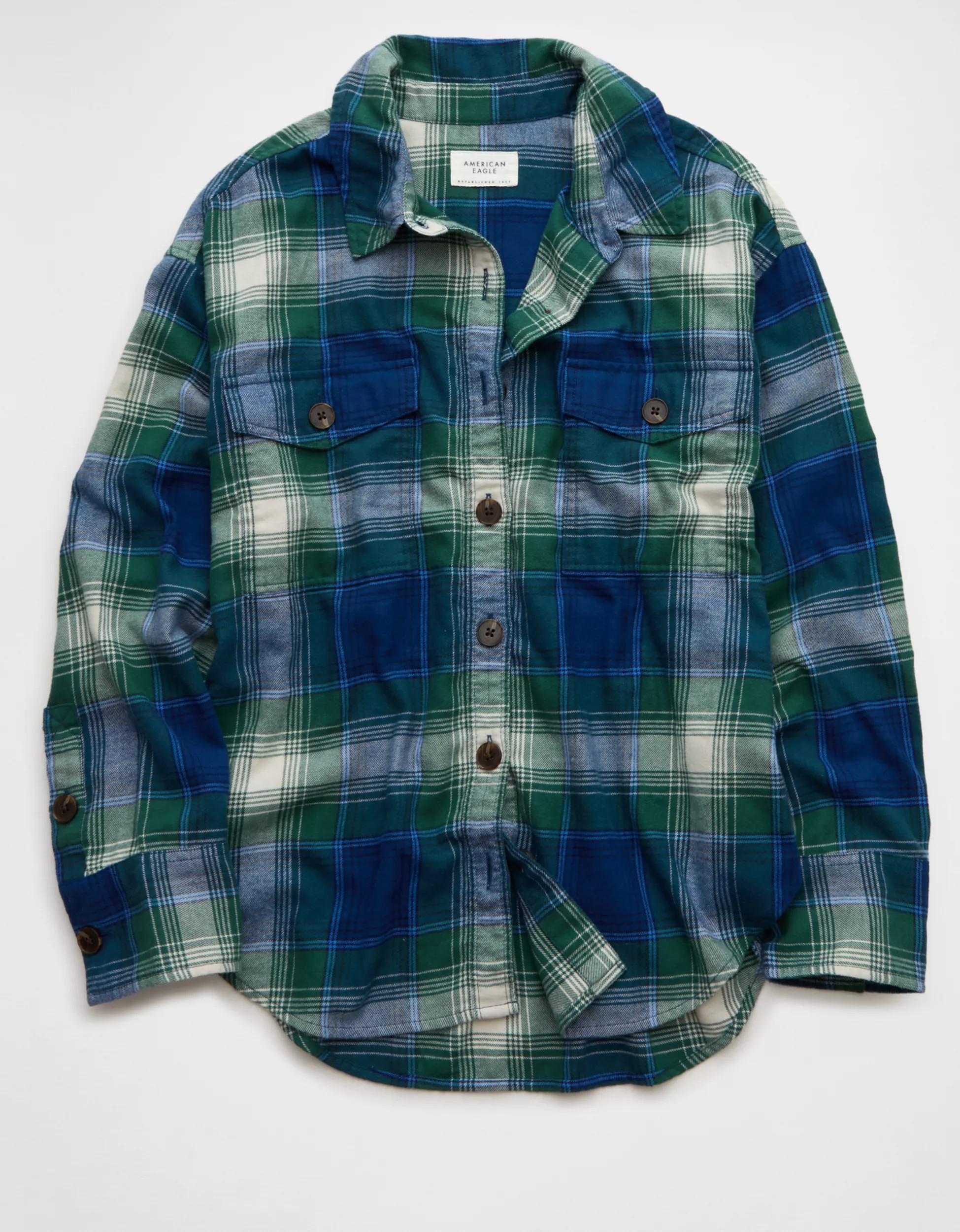 AE Plaid Button-Up Shirt | American Eagle Outfitters (US & CA)