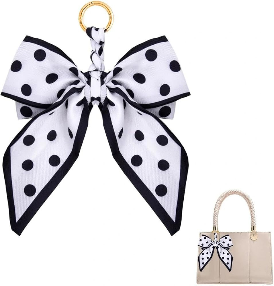 Polka Dot Silk Scarf Bag Charms for Handbag Purse Charm Bow Keychain for Bags Keys 50s Accessorie... | Amazon (US)