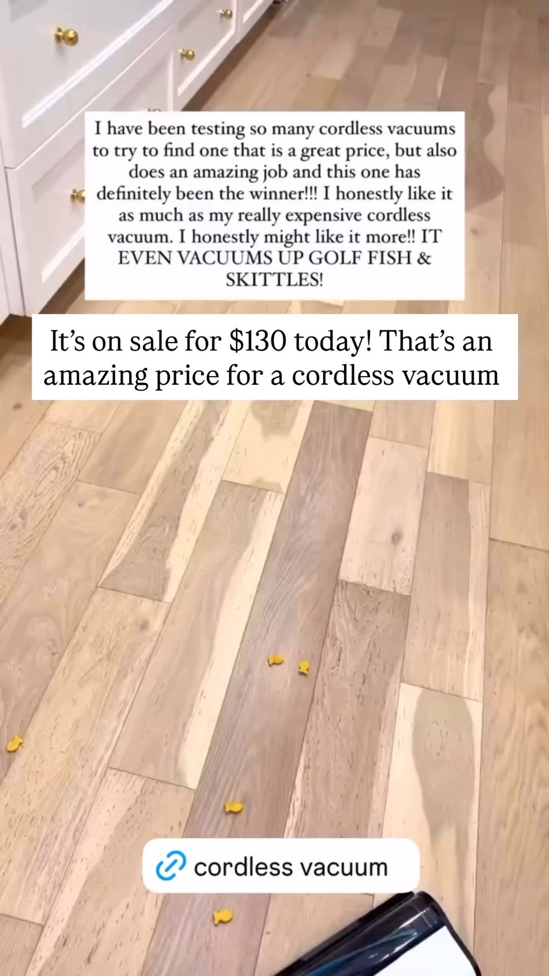 I have been testing so many cordless vacuums to try to find one that is a great price, but also does an amazing job and this one has definitely been the winner!!! I honestly like it as much as my really expensive cordless vacuum. I honestly might like it more!! IT EVEN VACUUMS UP GOLF FISH & SKITTLES!
It's on sale for $130 today! That's an amazing price for a cordless vacuum

#LTKmomlife #LTKSaleAlert #LTKHome