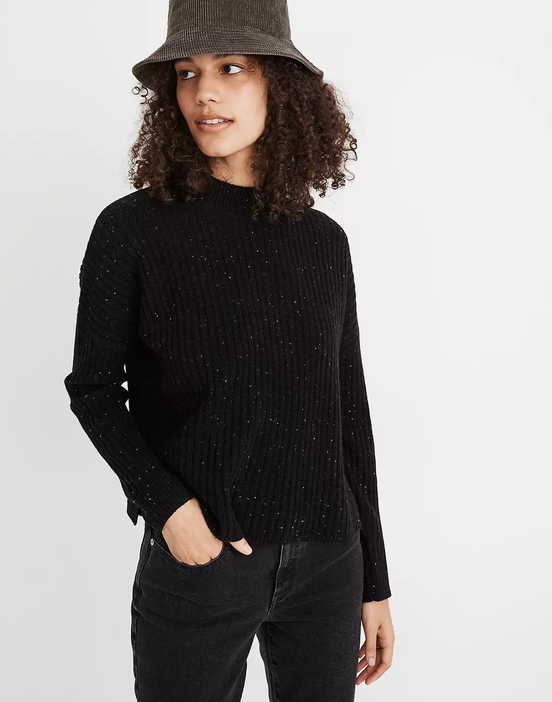 Donegal (Re)sourced Cashmere Ribbed Mockneck Pullover Sweater | Madewell