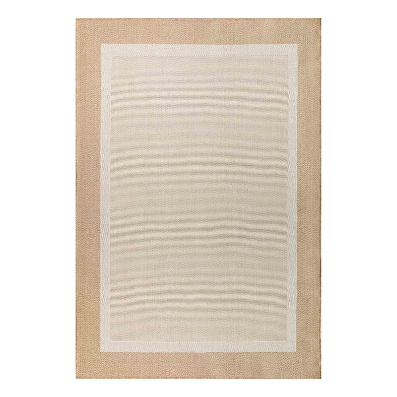 (E514) Fifer Tan Border Outdoor Area Rug, 5x7 | At Home
