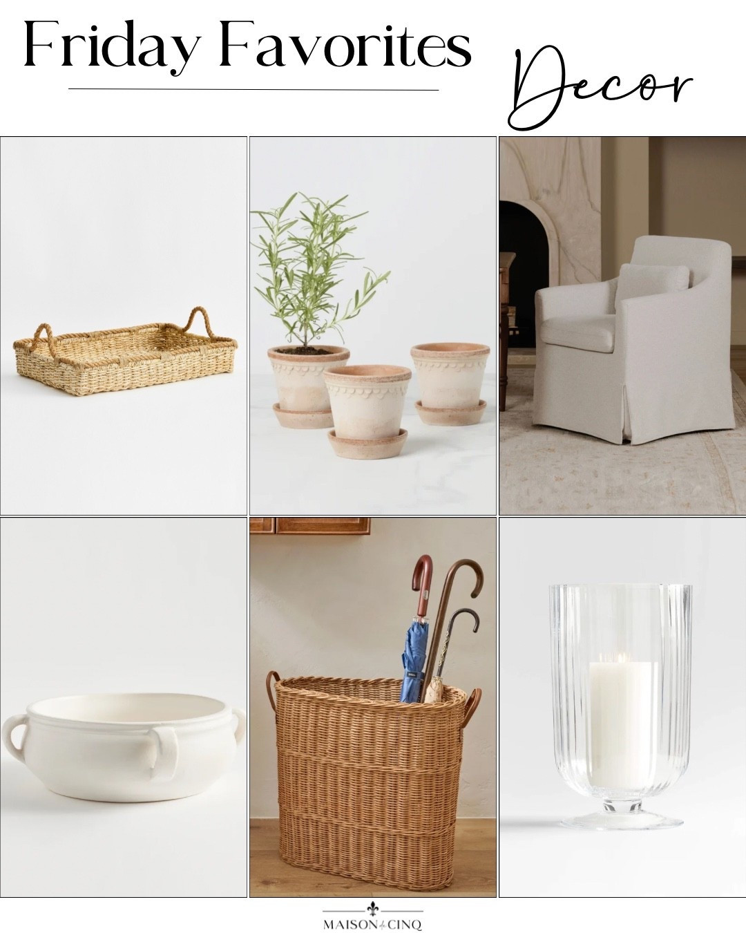 Nancy Meyers’ style on Friday Favorites this week!

Gorgeous dining chairs, pretty bowls, pitchers, and trays, plus the most charming terracotta pots and more!

Home decor

#LTKHome