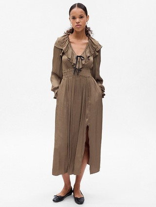 Satin Ruffle Midi Dress | Gap (US)