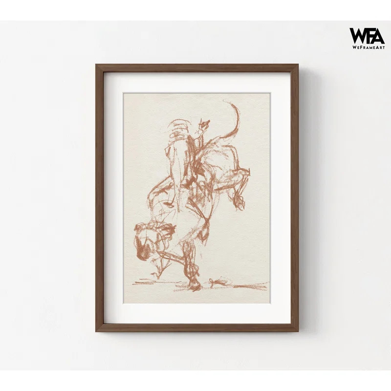 Rodeo Gestures In Sepia II By Jennifer Paxton Parker, Rodeo Bull Sketch Wall Art, Western Cowboy ... | Wayfair North America