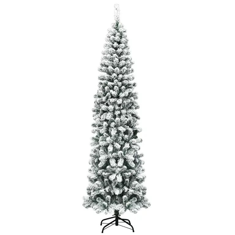 Costway 7.5Ft Unlit Hinged Snow Flocked Artificial Pencil Christmas Tree w/ 641 Tips | Walmart (US)