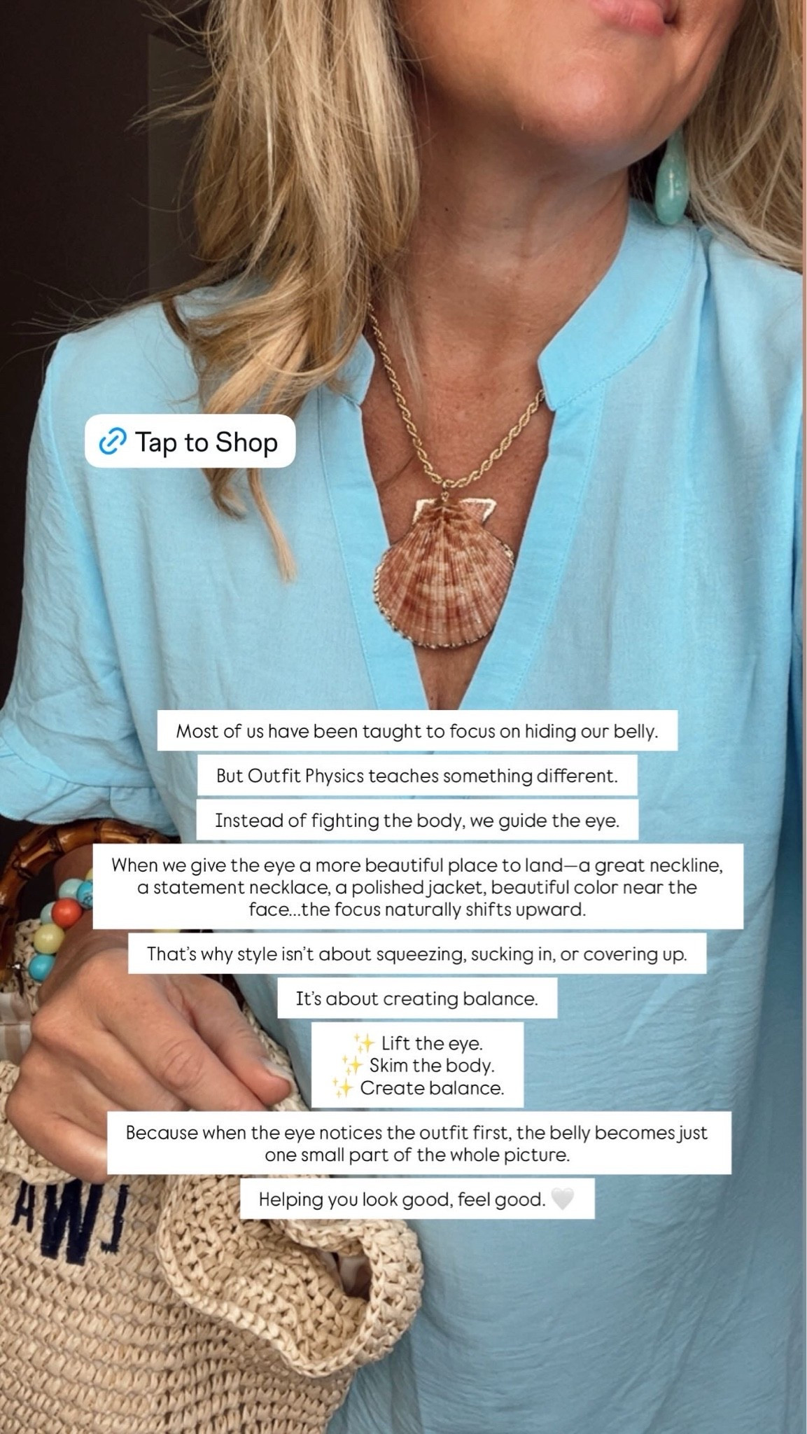 ✨Tap the bell, save and ❤️ for over 40 fashion, midlife style, midsize fashion and luxury looks for less. 

Most of us have been taught to focus on hiding our belly.

But Outfit Physics teaches something different.

Instead of fighting the body, we guide the eye.

When we give the eye a more beautiful place to land—a great neckline, a statement necklace, a polished jacket, beautiful color near the face—the focus naturally shifts upward.

That’s why style isn’t about squeezing, sucking in, or covering up.

It’s about creating balance.

✨ Lift the eye.
✨ Skim the body.
✨ Create balance.

Because when the eye notices the outfit first, the belly becomes just one small part of the whole picture.

👑 Helping you look good, feel good.-Lindsey Denver Check back daily for belly-friendly style, confidence, and Outfit Physics™.

#LTKOver40 #LTKPlusSize #LTKMidsize

Comment SHOP below to receive a DM with the link to this post on my LTK ⬇ https://liketk.it/6goJ2