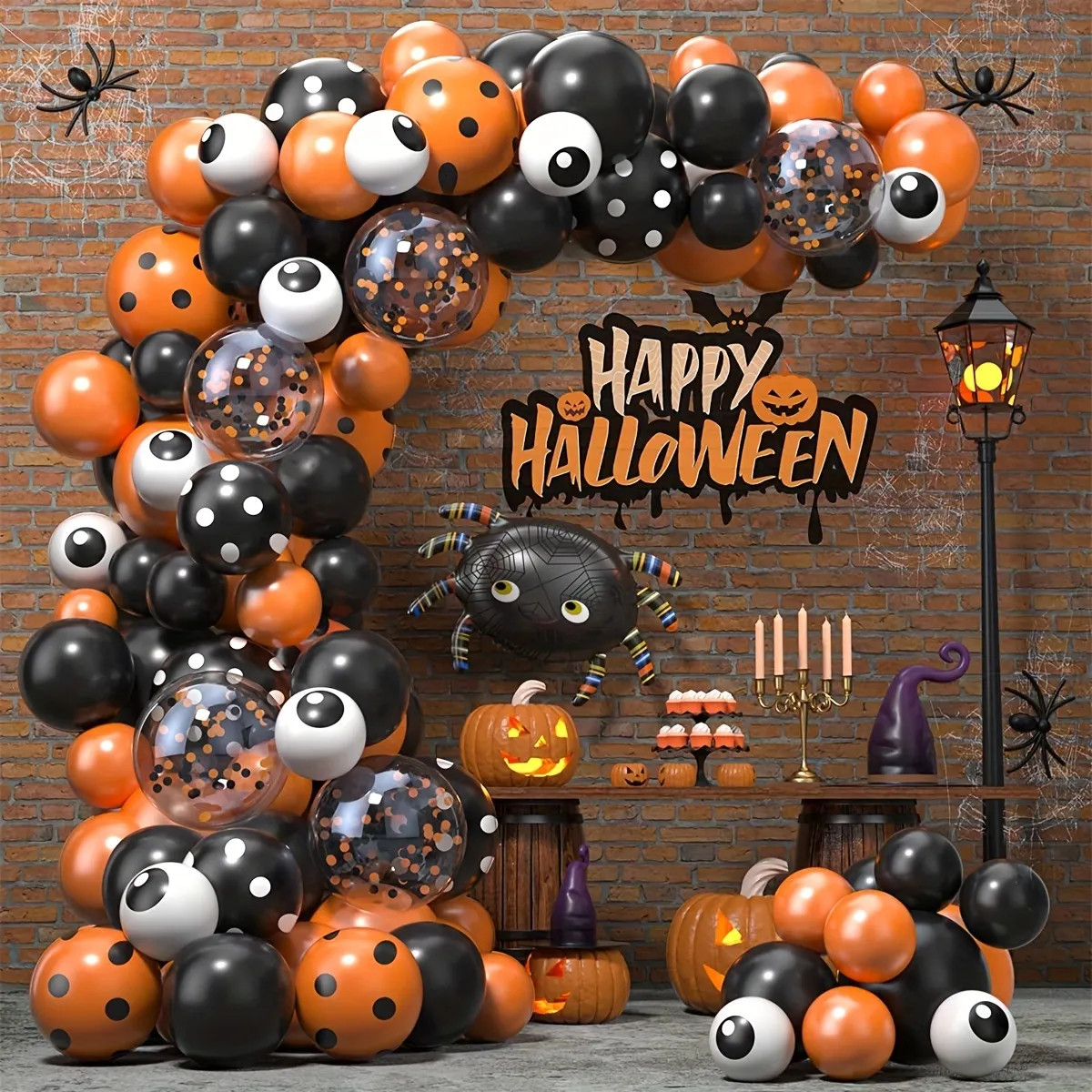 121pcs Halloween Balloons Garland Arch Set, 12 10 5 Inch Black Orange Confetti Balloons With Eyes... | Temu Affiliate Program