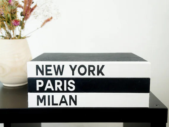 Two-toned Black and White Custom City Book Set Coffee Table | Etsy | Etsy (US)