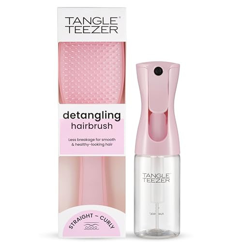 Tangle Teezer Ultimate Detangler Brush and Travel-Size Fine Mist Continuous Spray Bottle Duo, for All Hair Types, Millennial Pink | Amazon (US)
