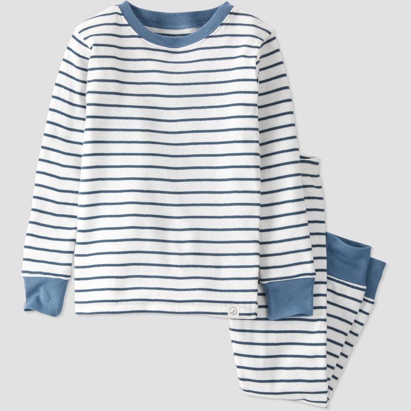 Toddler 2pc Striped Organic Cotton Pajama Set - little planet by carter&#39;s Blue/White 4T | Target