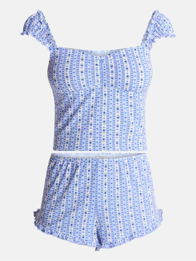No Boundaries Cap Sleeve Top and Shorts Sleep Set, 2-Piece, Women's XS-XXL | Walmart (US)