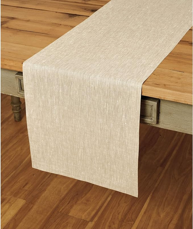 Solino Home Linen Table Runner 14 x 72 Inch – Champagne Beige, 100% Pure Linen Table Runner for... | Amazon (US)