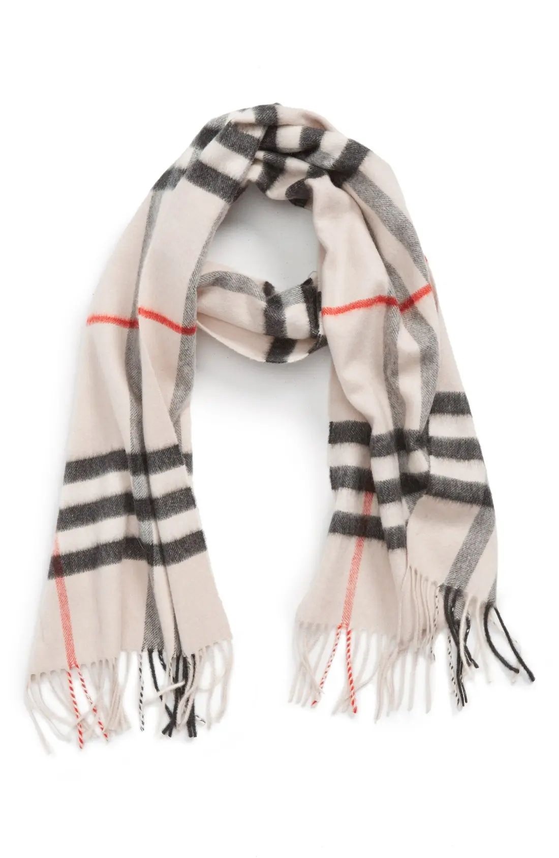 Burberry Heritage Giant Check Fringed Cashmere Muffler | Nordstrom