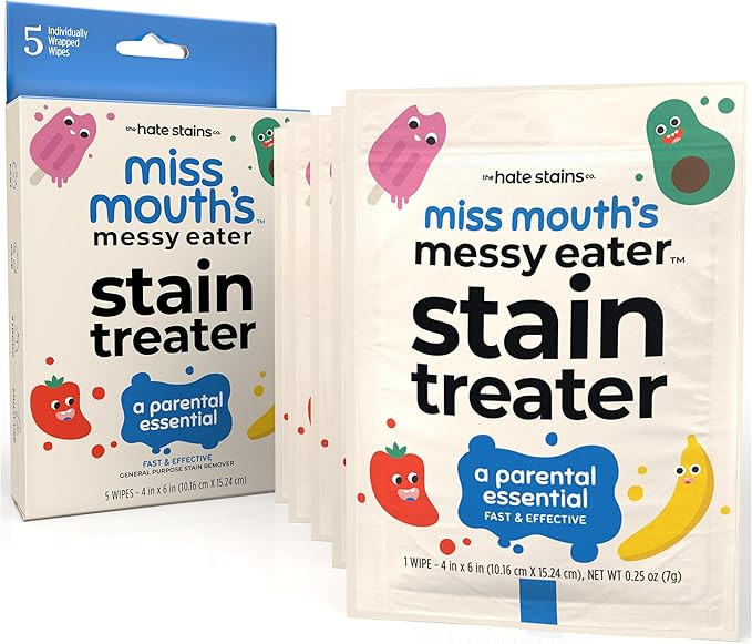 Miss Mouth's Messy Eater Stain Treater Wipes - 5 Pack Stain Remover - Newborn & Baby Essentials -... | Amazon (US)