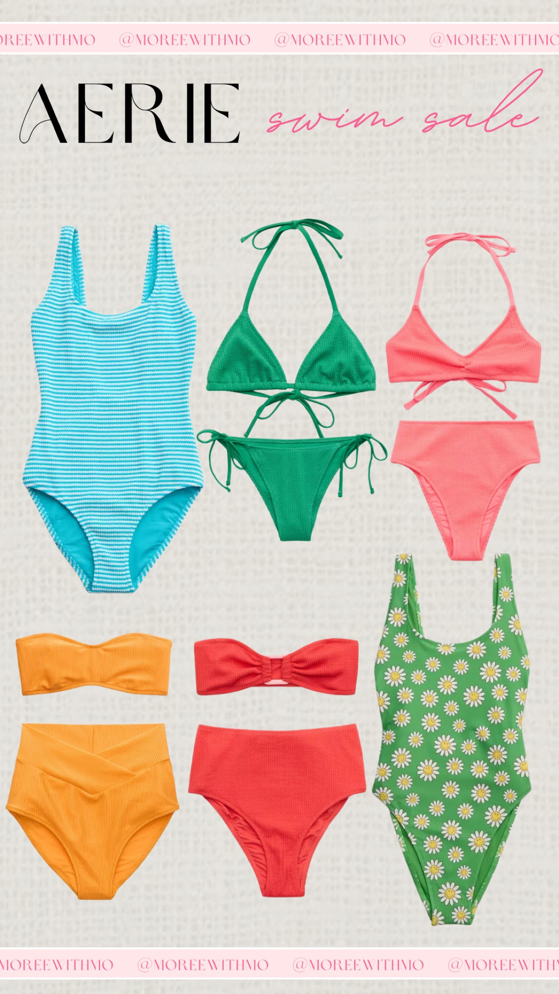 Aerie swimsuits are on sale! You can get bikini tops and bottoms for just $15 each. The sale ends on April 25th, so get yours now!

Swim Outfit
Vacation Outfit
Swimsuit
Resort Wear
Summer Outfit
Spring Outfit
Moreewithmo

#LTKfindsunder50 #LTKsalealert #LTKswim