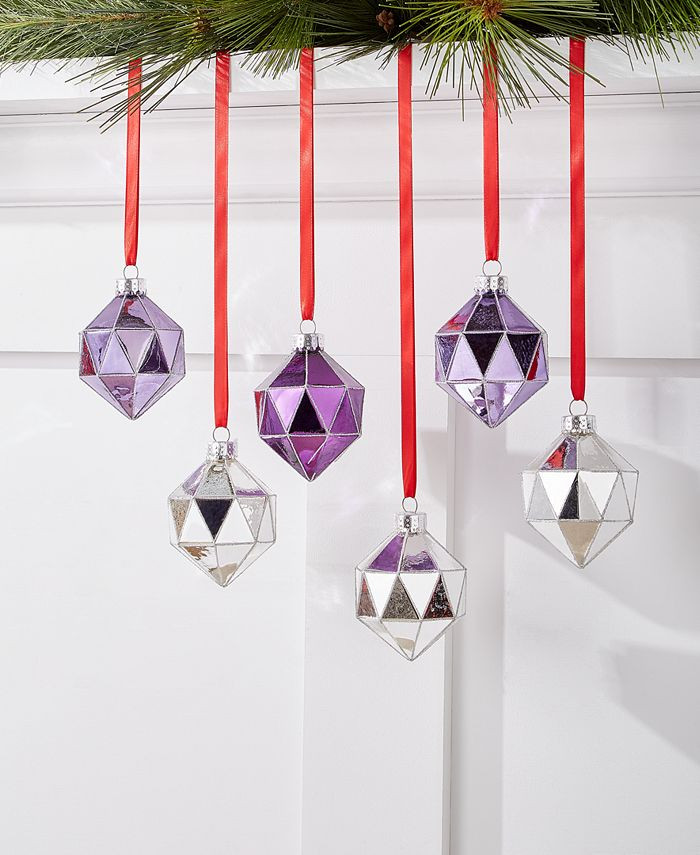 Holiday Lane Royal Holiday Set of 6 Glass Diamond Drop Ornaments, Created for Macy's & Reviews - ... | Macys (US)