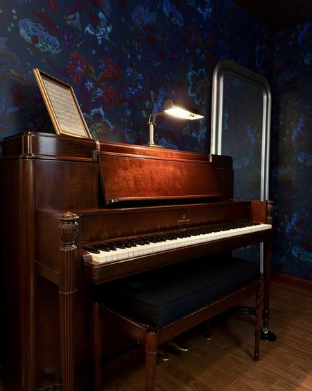 A dark and dreamy refresh for a clients music room in Pittsburgh! Wallpaper by House of Hackney
Accents / trim / ceiling color is Cottage Red by Benjamin Moore

#LTKHome