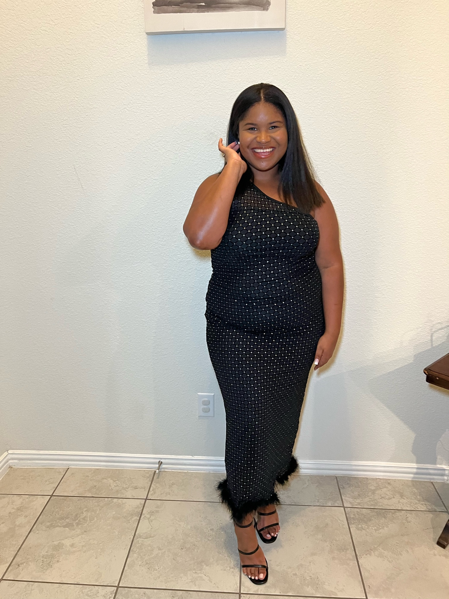 One shoulder fuzzy trim body-con dress from SHEIN. The perfect dress for your next event! 

#LTKplussize #LTKsalealert #LTKHoliday