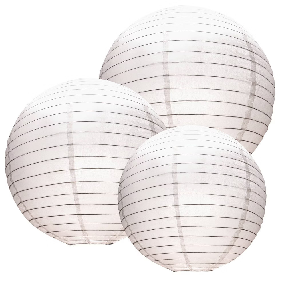 6ct Size 12"" 14"" 16"" Paper Lanterns White | Target