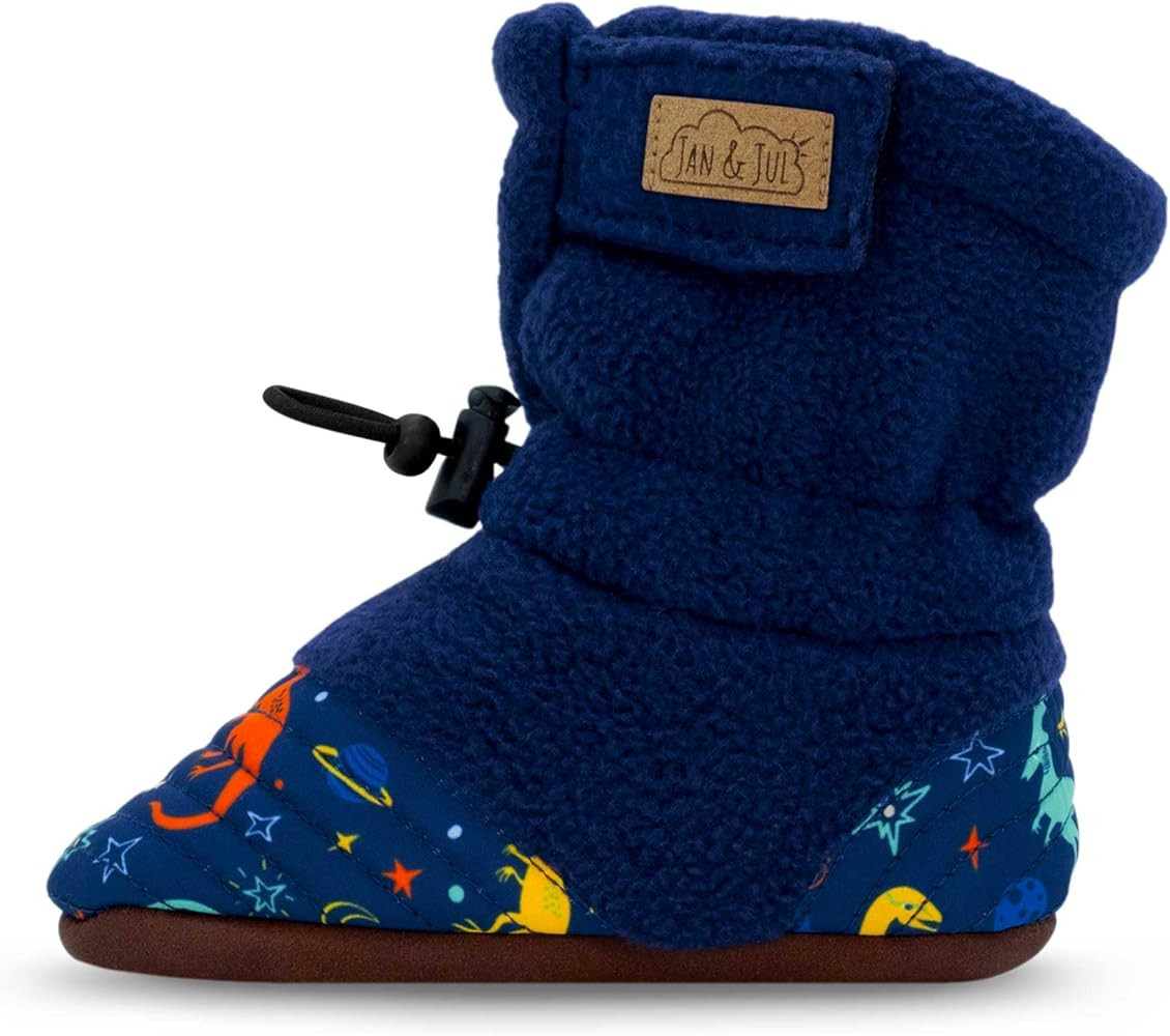 JAN & JUL Fleece Shoes for Toddler Girls and Boys, Adjustable Soft Sole Booties | Amazon (US)