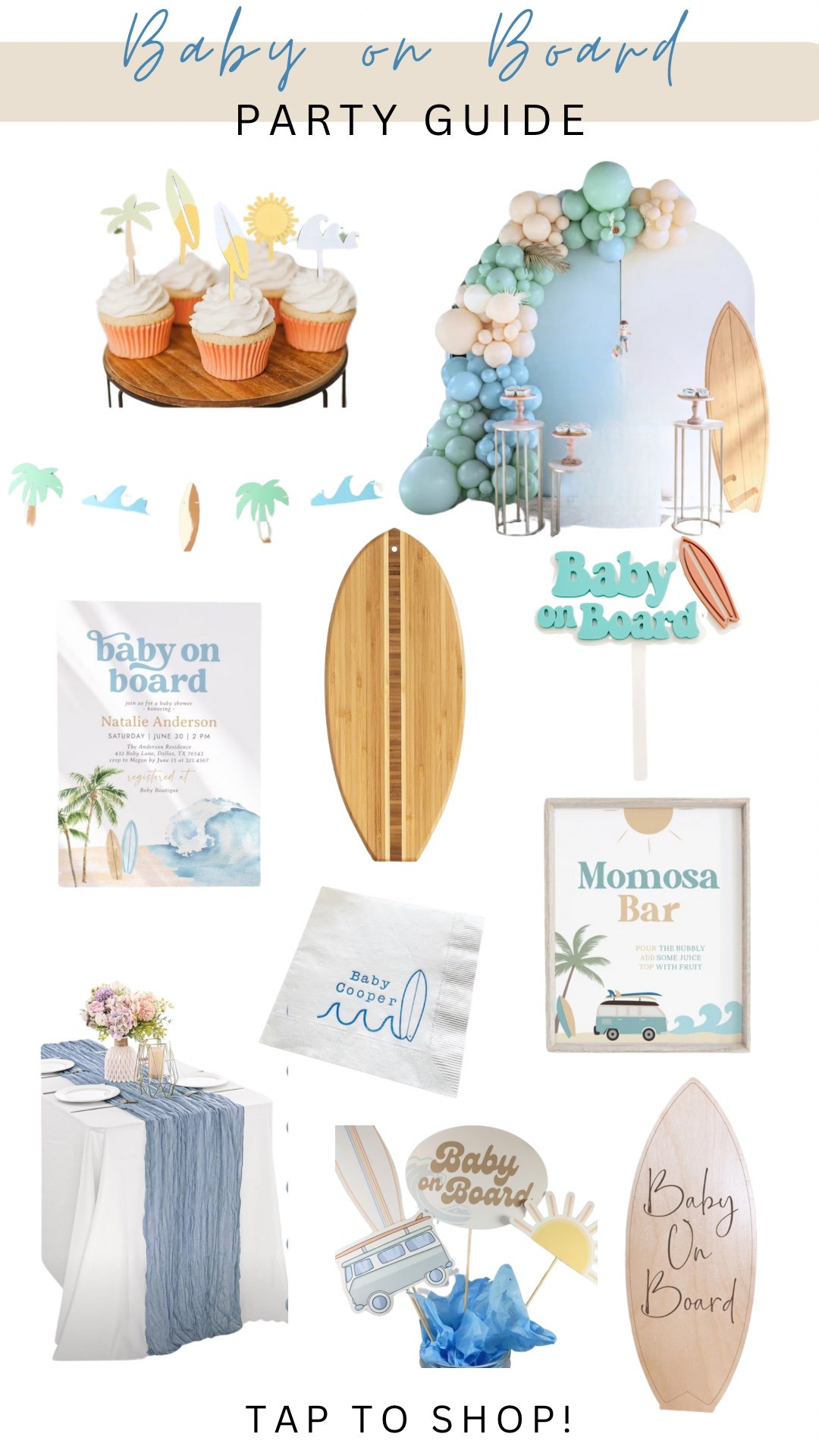 Baby on Board baby shower party guide/decor!👶🏼🌊🏄🩵 #babyonboard #surfingthemebabyshower #wavethemebabyshower #babyonboarddecor #amazonpartydecor #etsypartydecor

#LTKParties #LTKBaby #LTKBump