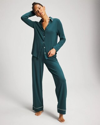 Women's Cotton Modal Pajama Pants in Green size XS | Soma Christmas Pajamas | SOMA