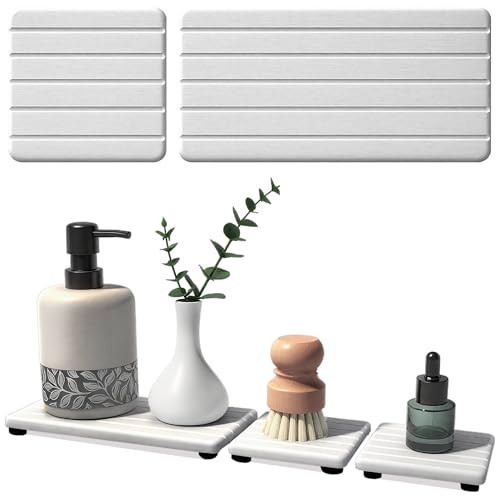 3PCS Stone Drying Tray, Stones Soap Trays, Water Absorbing Stone Tray for Sink, Fast Dry Diatomite Stones Mat, Used for Hand Soaps,Sponge,Toothbrush Holder in Bathroom Counter and Kitchen Sinks | Amazon (US)