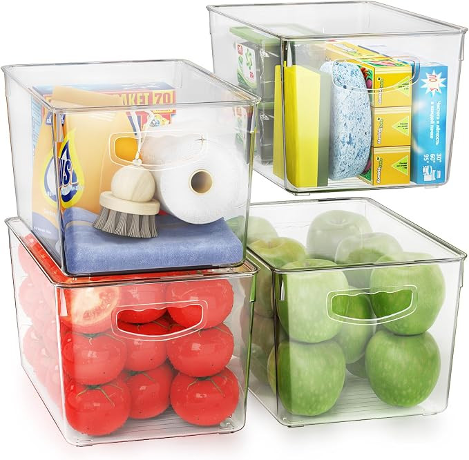 theaoo Clear Storage Bins with Lids Stackable - Large Plastic Containers for Pantry Organization ... | Amazon (US)