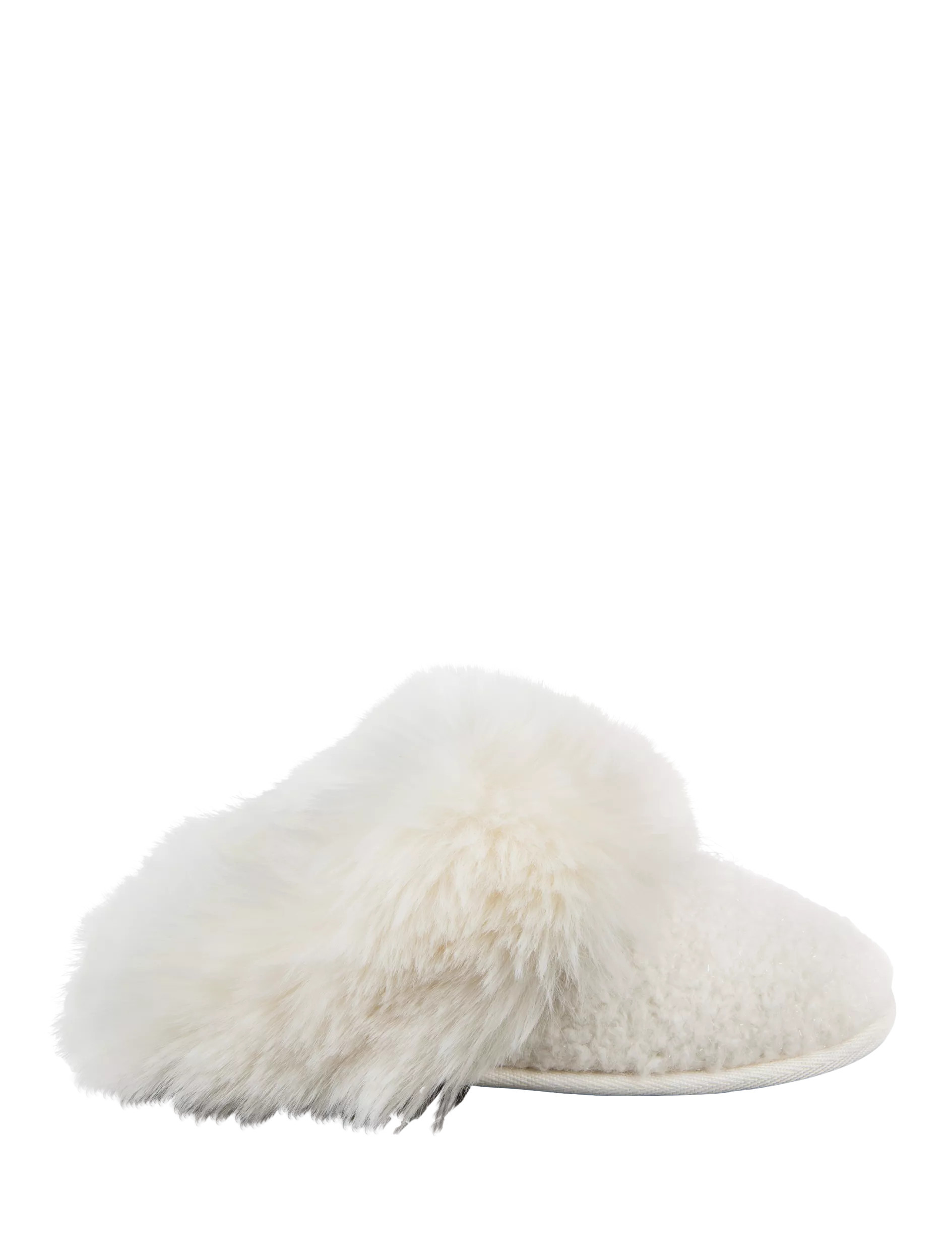 totes Textured Faux Fur Slippers, Navy | John Lewis (UK)