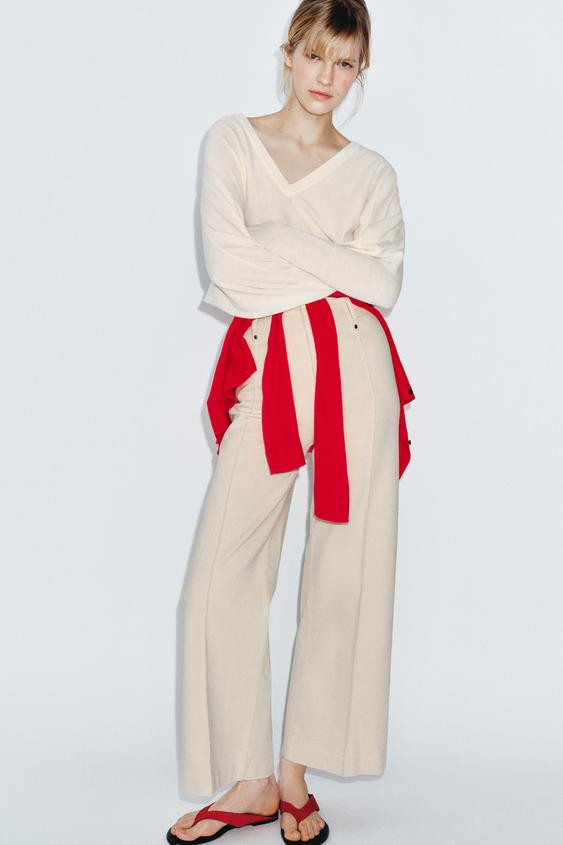 ZW COLLECTION TAILORED HIGH-WAIST WIDE LEG JEANS | Zara US