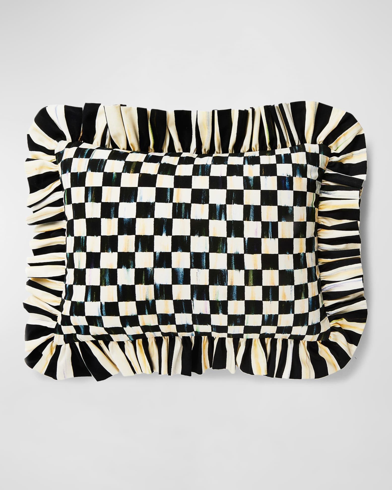 Courtly Check Ruffle Lumbar Pillow | Neiman Marcus
