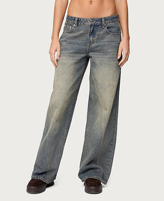 Women's Vintage Washed Low Rise Baggy Jeans | Macy's