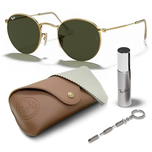 Ray-Ban RB3447 Metal Round Shape Sunglasses With Eyewear Kit Bundle - Adjustable Nose Pads - Ideal Formal and Casual Wear Retro Sunglasses | Amazon (US)