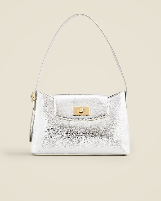 Edie shoulder bag in crinkle metallic Italian leather | J. Crew US