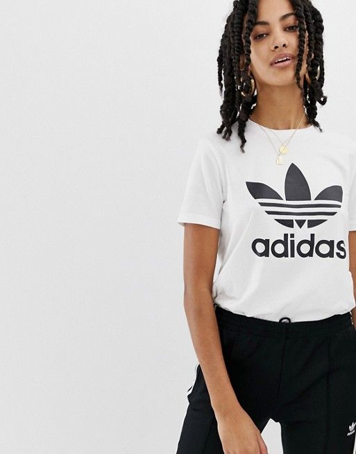 adidas Originals trefoil logo t-shirt in white | ASOS US