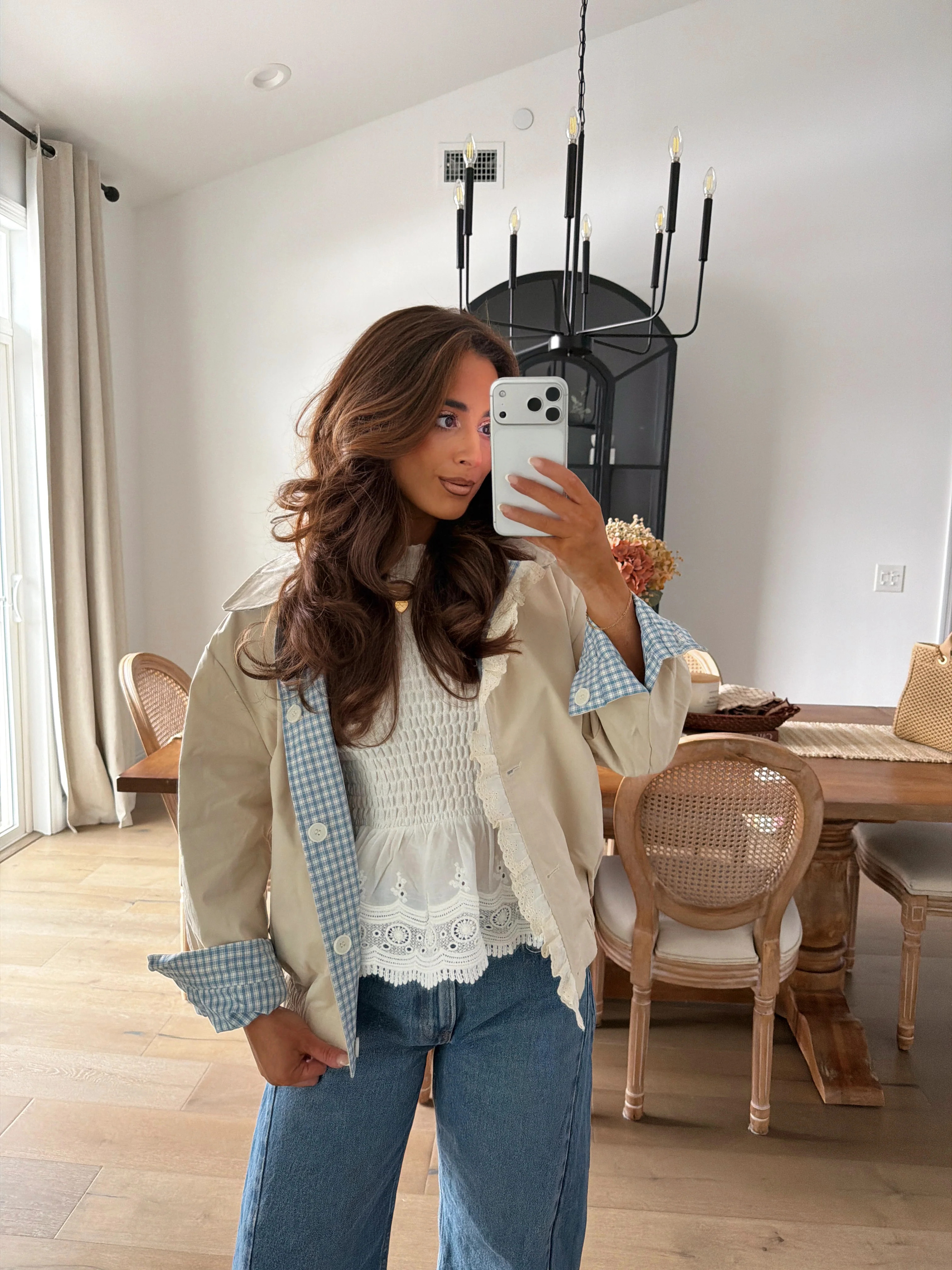 Gingham & Beige Lace Jacket (Reversible) RESTOCK | Shop Your Darling Style