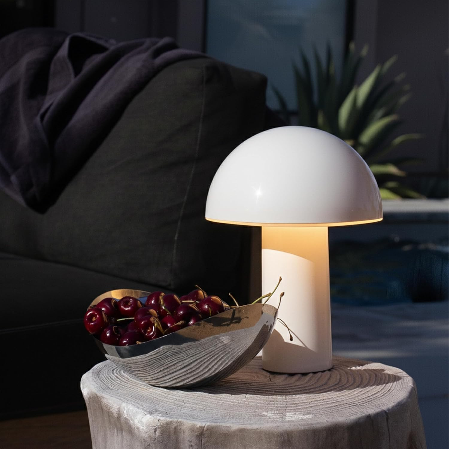 Brightech Celia Table Lamp – 10" Touch-Controlled Mushroom Small Lamp, Cordless & Dimmable LED, Portable Bedside Night Light, Sustainable Accent Light, Recycled Modern Patio Lamp, Home Décor – Cream | Amazon (US)