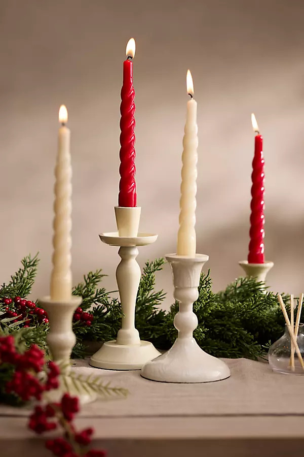 Unscented Spiral Taper Candles, Set of 6 Candy Cane | Anthropologie (US)