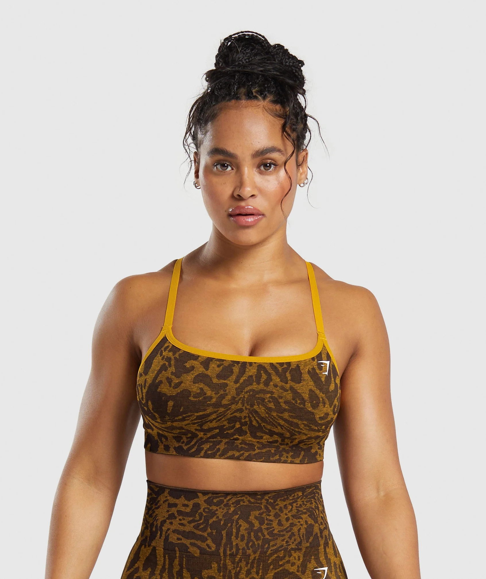 Gymshark Adapt Safari Seamless Sports Bra - Archive Brown/Burnt Yellow | Gymshark US