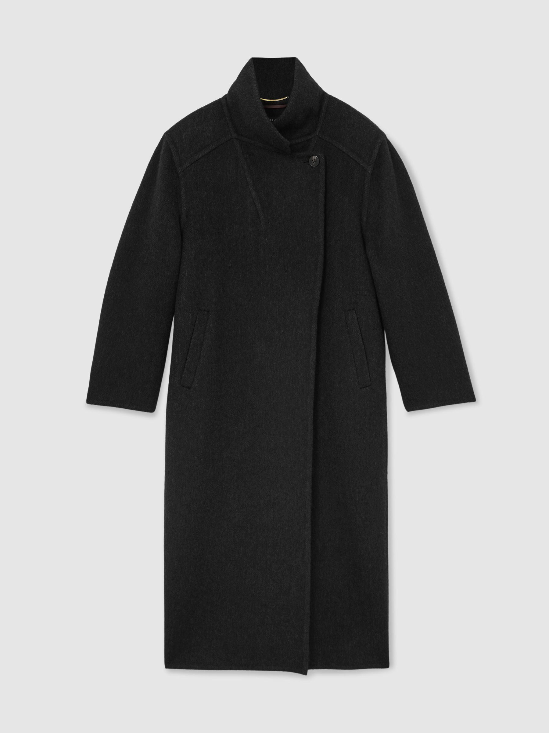 Reiss Atelier Wool-Blend Blind-Seam Double-Breasted Coat in Grey - REISS | Reiss UK