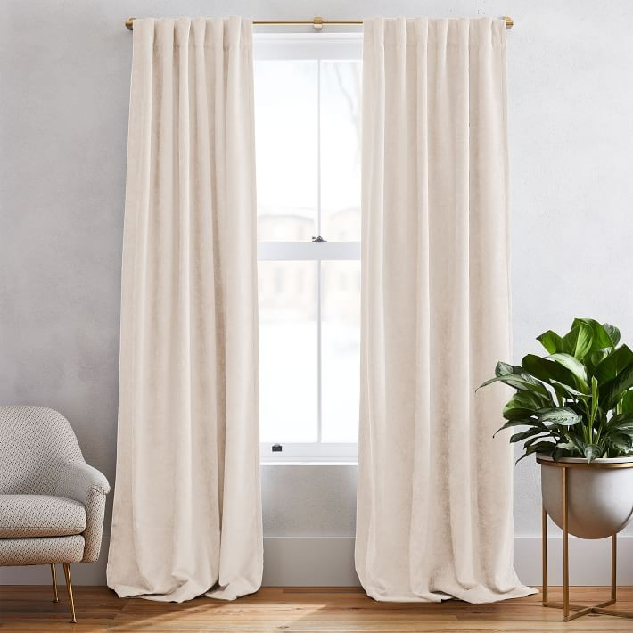 Worn Velvet Curtain - Ivory | West Elm (US)