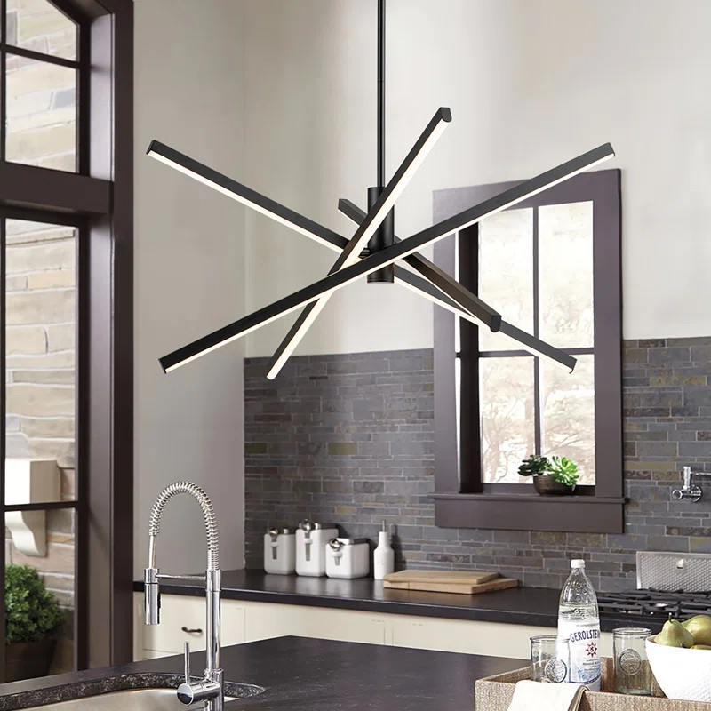 Burcker 4 - Light Aluminum Dimmable LED Modern Linear Chandelier | Wayfair North America