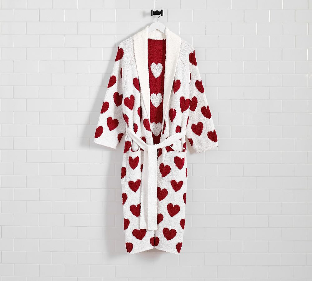 Heart Jacquard Robe, Ivory/Red, Large | Pottery Barn (US)