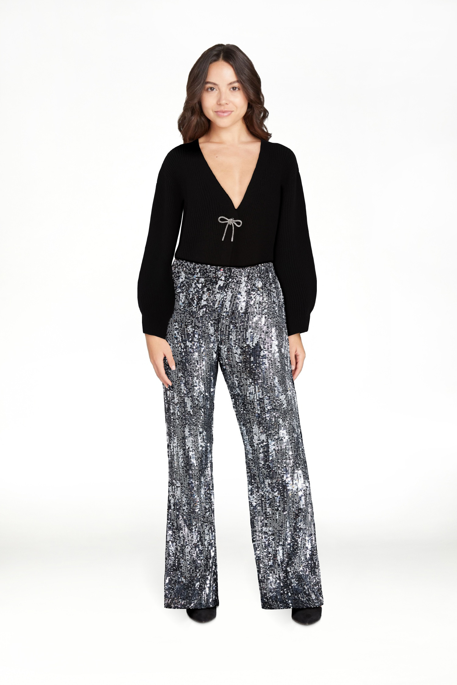 No Boundaries Sequin Flare Pants, Women's and Women's Plus | Walmart (US)