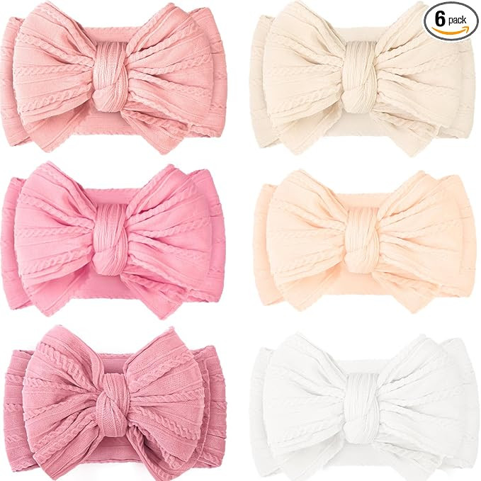 Amazon.com: CÉLLOT 6 Pcs Baby Bows Headbands Nylon Hairbands Baby Girl Bows Hair Accessories for... | Amazon (US)