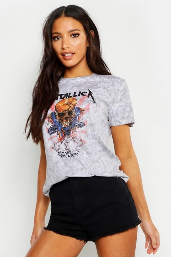 Metallica Washed Slogan T-Shirt | Boohoo.com (US & CA)