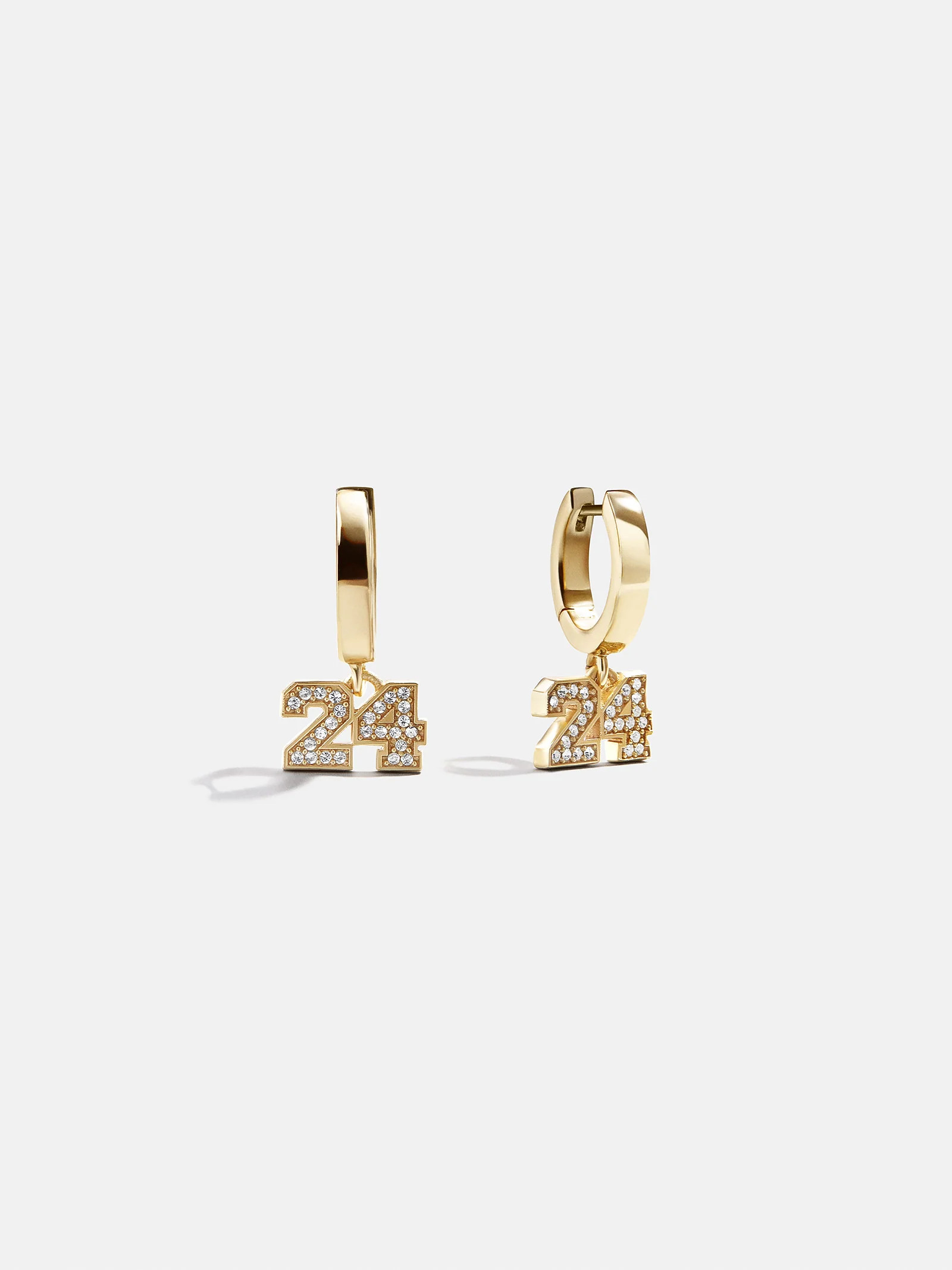 Varsity Number Custom Huggie Earrings - Gold Double Digit | BaubleBar