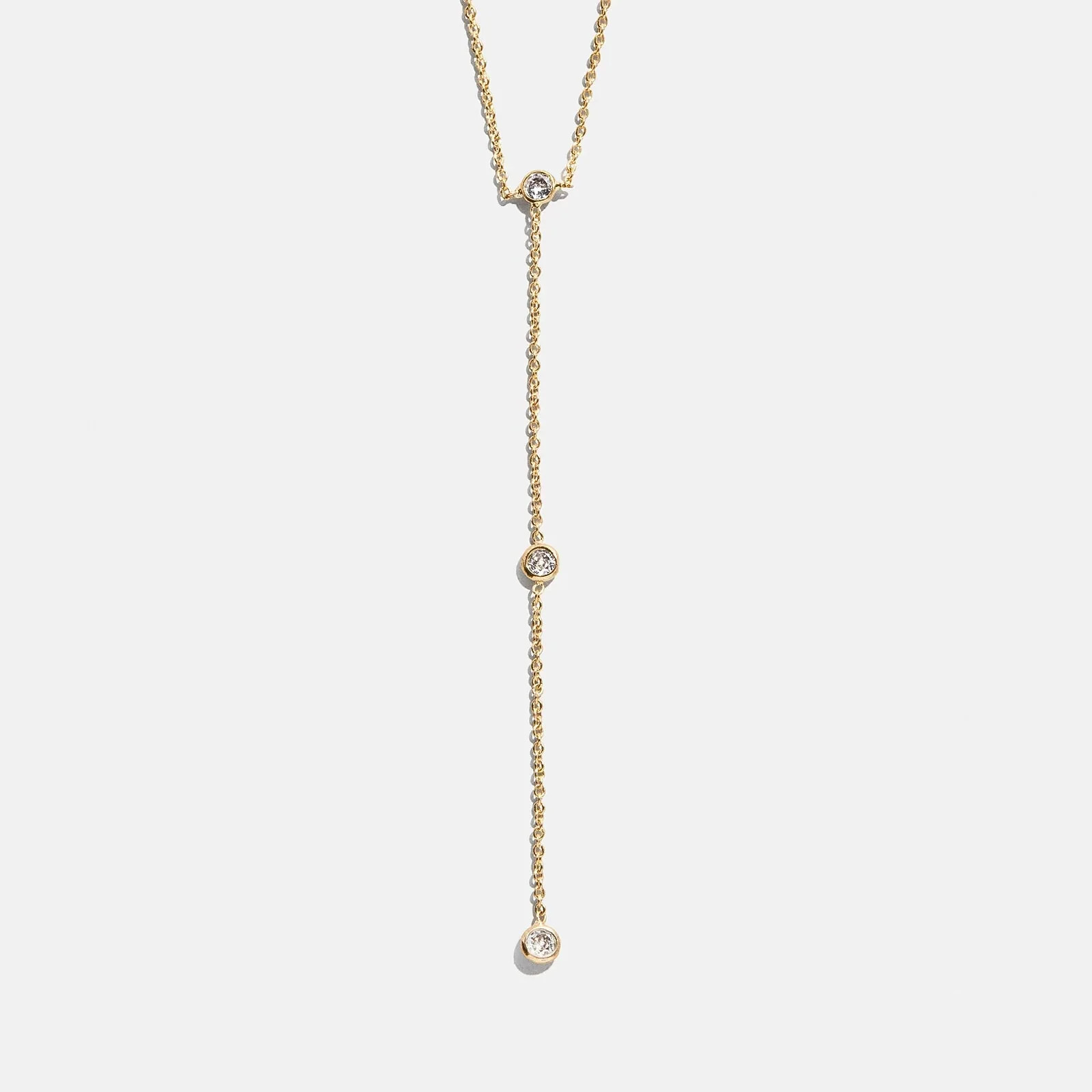 Yasmine Gold Lariat Necklace - Gold/Pavé | BaubleBar