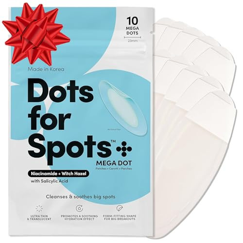 Dots for Spots Large Pimple Patches for Body, Chin, Cheek or Forehead - Includes Active Ingredients Niacinamide, Witch Hazel & Salicylic Acid for Maximum Effectiveness - Reduces Redness (10 patches) | Amazon (US)