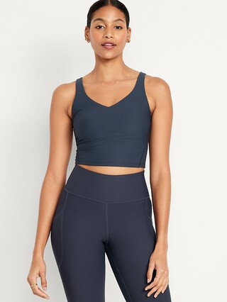 Light Support PowerSoft Ribbed Longline Sports Bra | Old Navy (US)